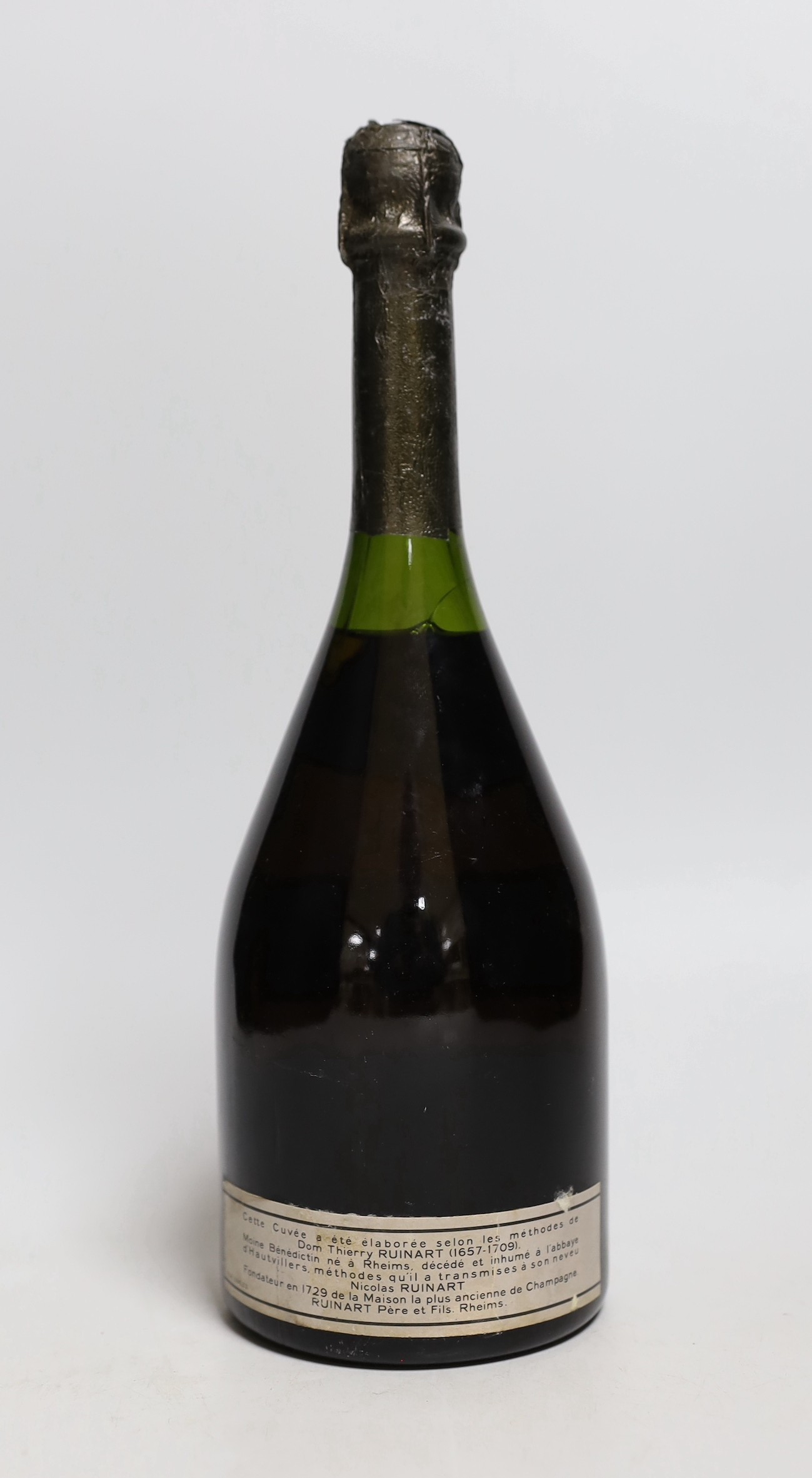 A bottle of Dom Ruinart champagne, rose, 1971